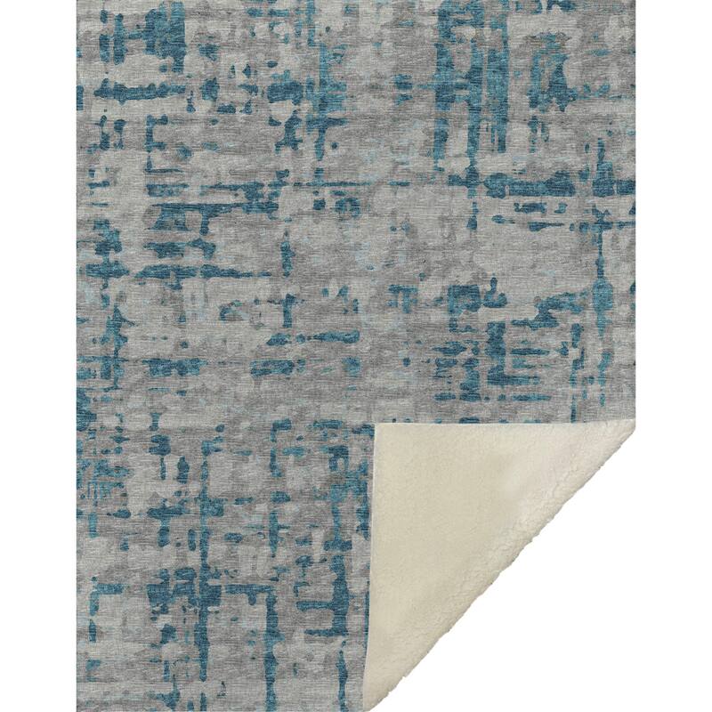 Premium Machine Washable ASB76 Abstract Contemporary Sherpa Throw Blanket