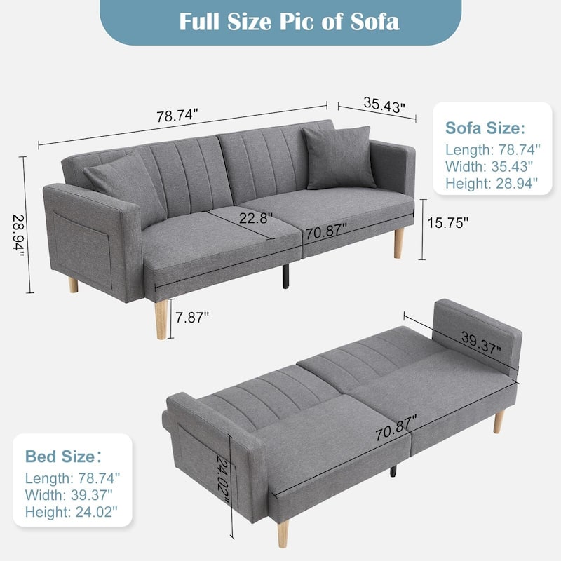 Convertible Futon Sofa Bed, Loveseat Sofa