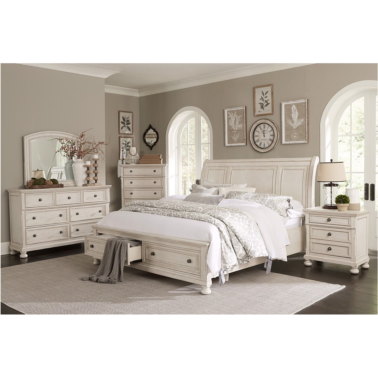 White king bedroom top set with storage