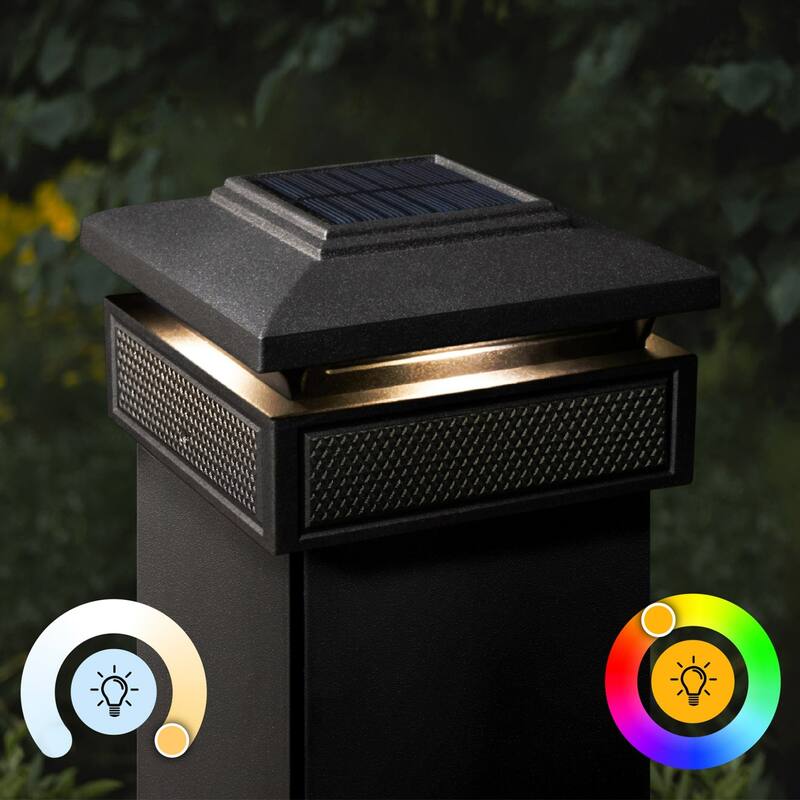 Smart Solar Powered Outdoor Post Cap - 6" - Black