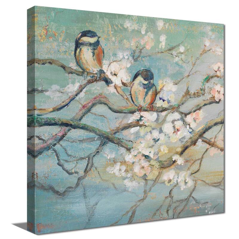 "Spring Branch with Birds 1" Print on Canvas