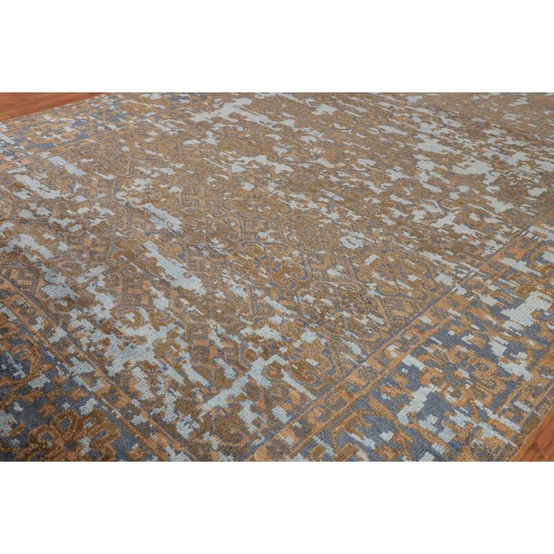 Abstract Contemporary Area Rug Hand-Knotted Wool Carpet - 8'10"x 11'8"