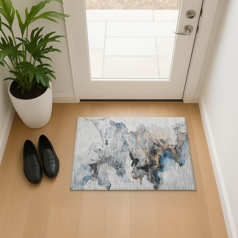 Premium Washable Super Soft Modern Glam Mayfield Rug - Gray - 1'8" x 2'6"