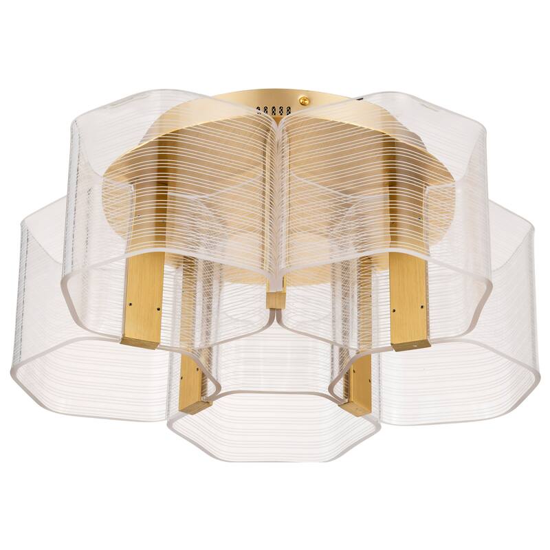 Kenzo LED 5 Light Flush Mount Vintage Brass Finish Light Guide Panel - Polished Anodized Bronze