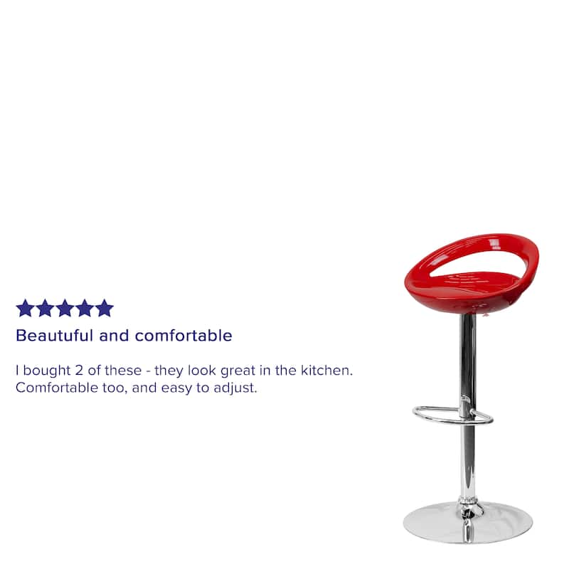 Height-adjustable Barstools with Rounded Cutout Backs (Set of 2) - 18.25"W x 18.25"D x 30.25" - 38.75"H