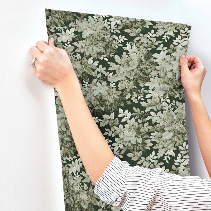 A-Street Prints Greenwood Dark Green Deciduous Wallpaper