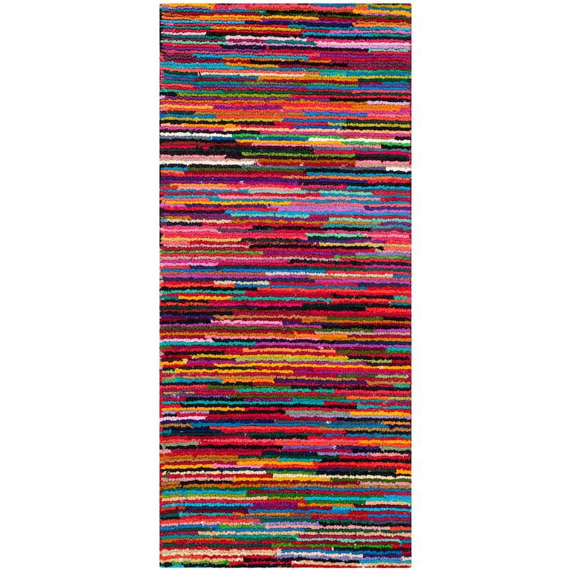 SAFAVIEH Handmade Nantucket Adelyne Contemporary Cotton Rug - 2'3" x 5' - Pink/Multi
