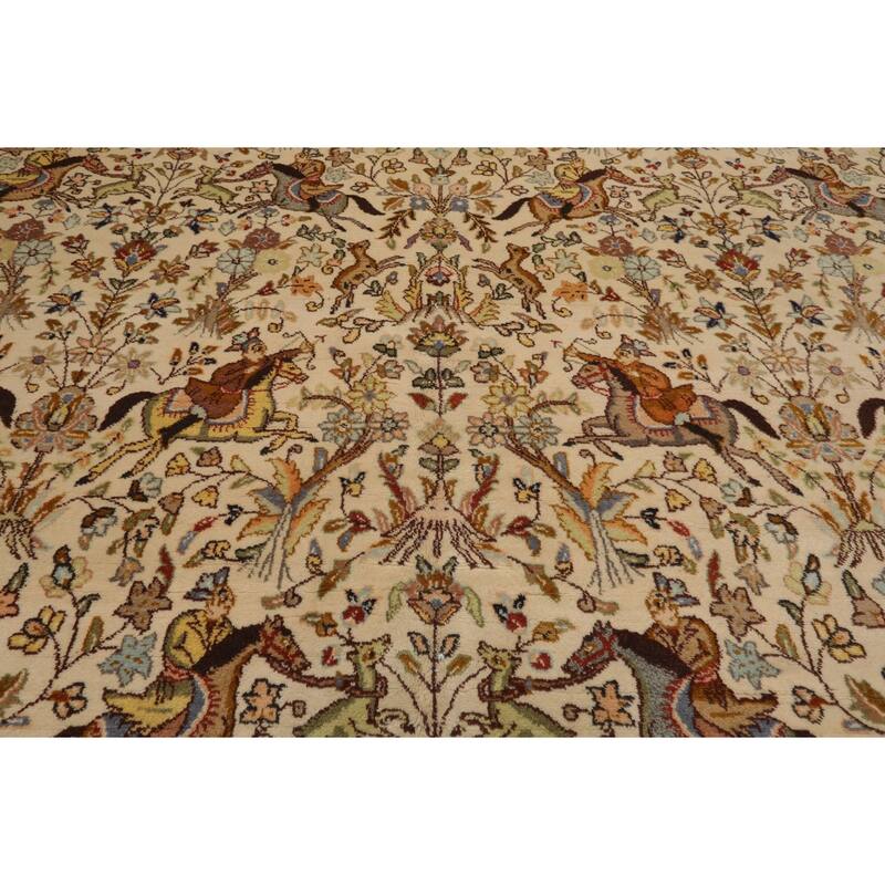 9x13'9'' Hand Knotted Ivory Wool Traditional Vintage Area Rug - 9' x 13' 9''