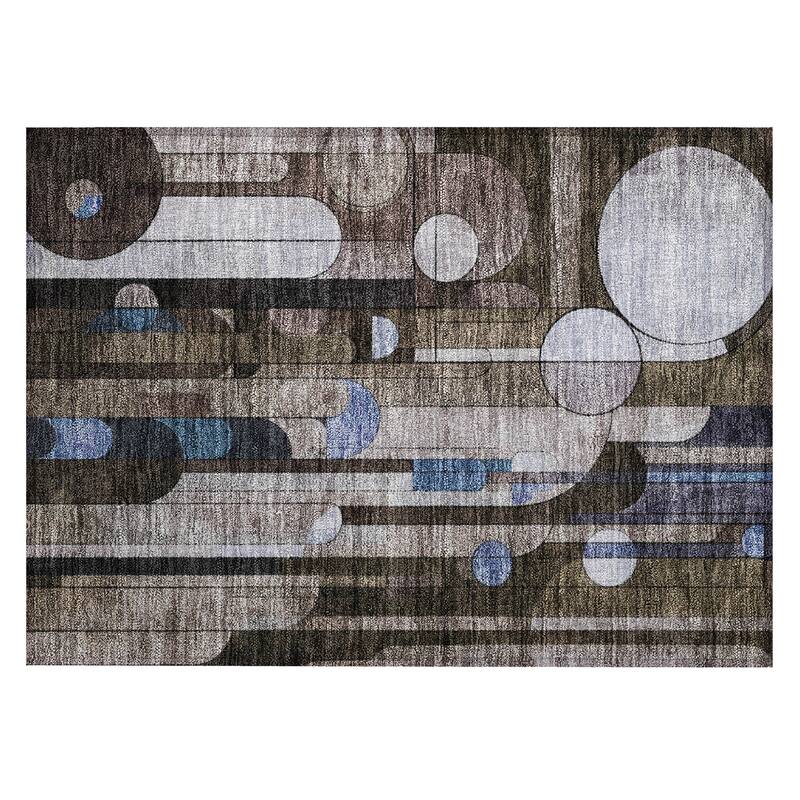 Machine Washable Indoor/ Outdoor Abstract Deco Chantille Rug