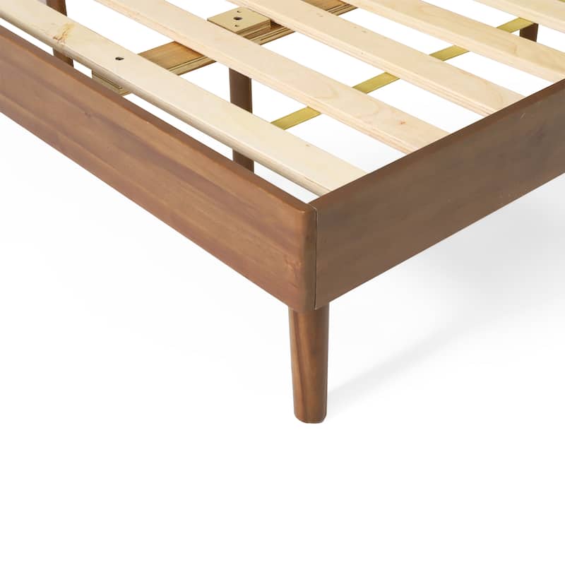 Modern Style Acacia Wood Platform Bed with Iconic Splayed Legs for Bedroom