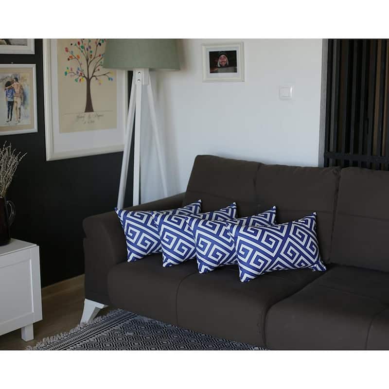 Greek Key Printed 12''x20'' Throw Pillow Cover (Set of 4) - Blue