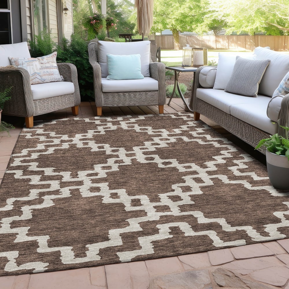 Machine Washable Indoor/ Outdoor Chantille Geo Trellis Rug