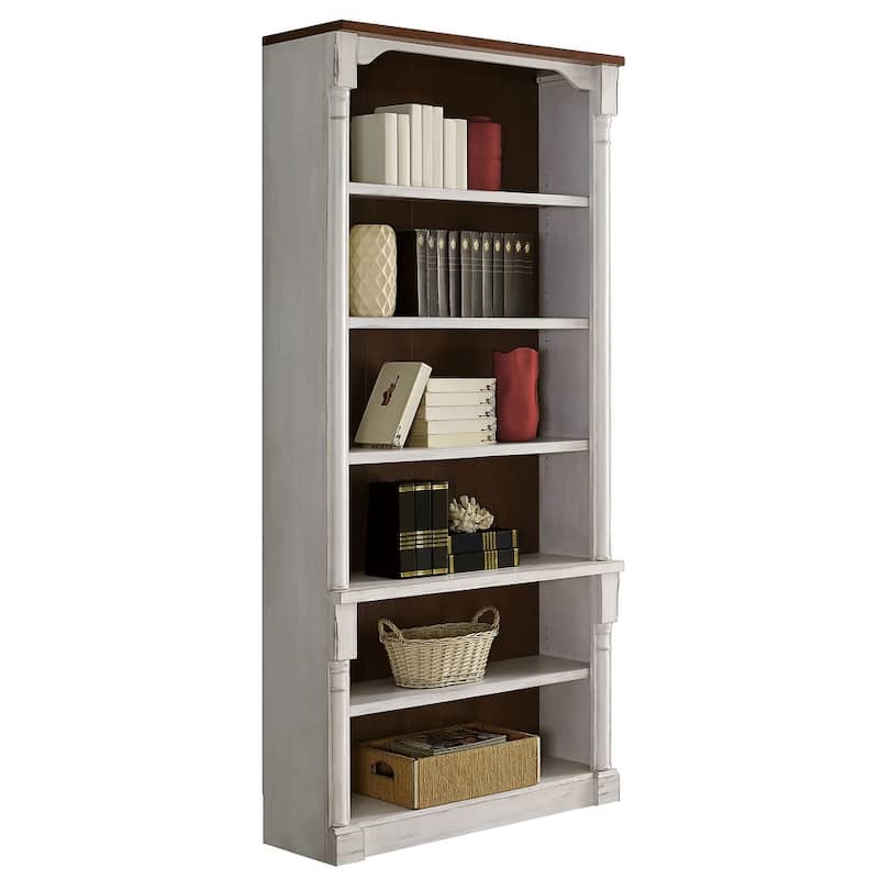 Rustic Open 8' Wood Bookcase, Storage Cabinet, White - 42W x 94H x 16D
