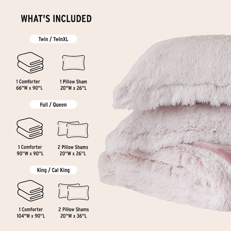 Intelligent Design Leena Shaggy Long Fur Comforter Mini Set