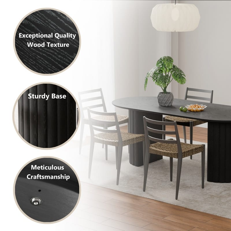 79" Oval Solid Wood Dining Table Duble Pedestal Seats 6