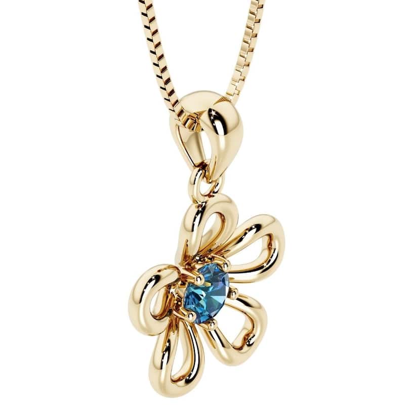 Oravo Gold Plated Sterling Silver Gemstone Flower Pendant - Alexandrite