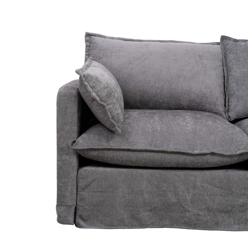 93" Modular L-Shaped Sectional Sofa Couch for Living Room, 4-Seater Modern Sofa Set with Movable Ottoman