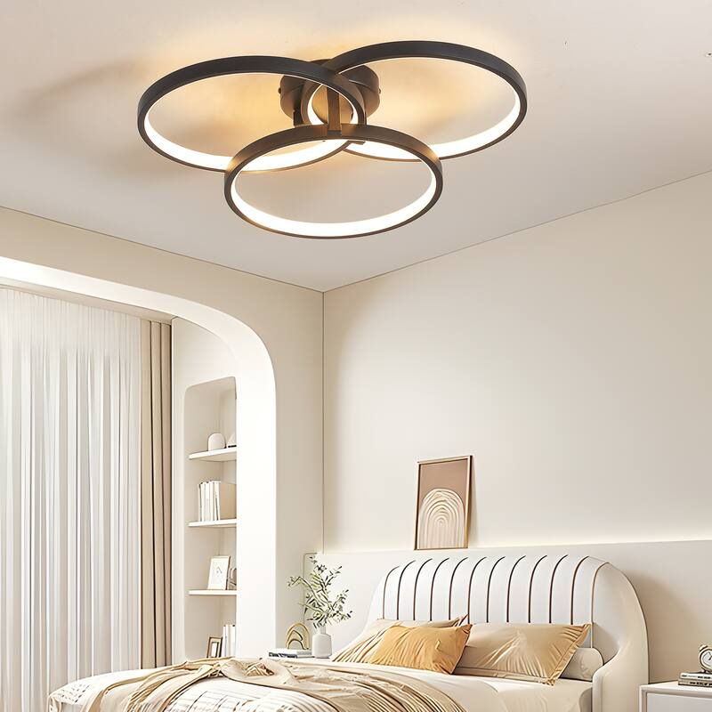 20" Modern Black LED Ceiling Light, for Living Room, Bedroom, or Dining Room, Sleek and Energy-Efficient Design