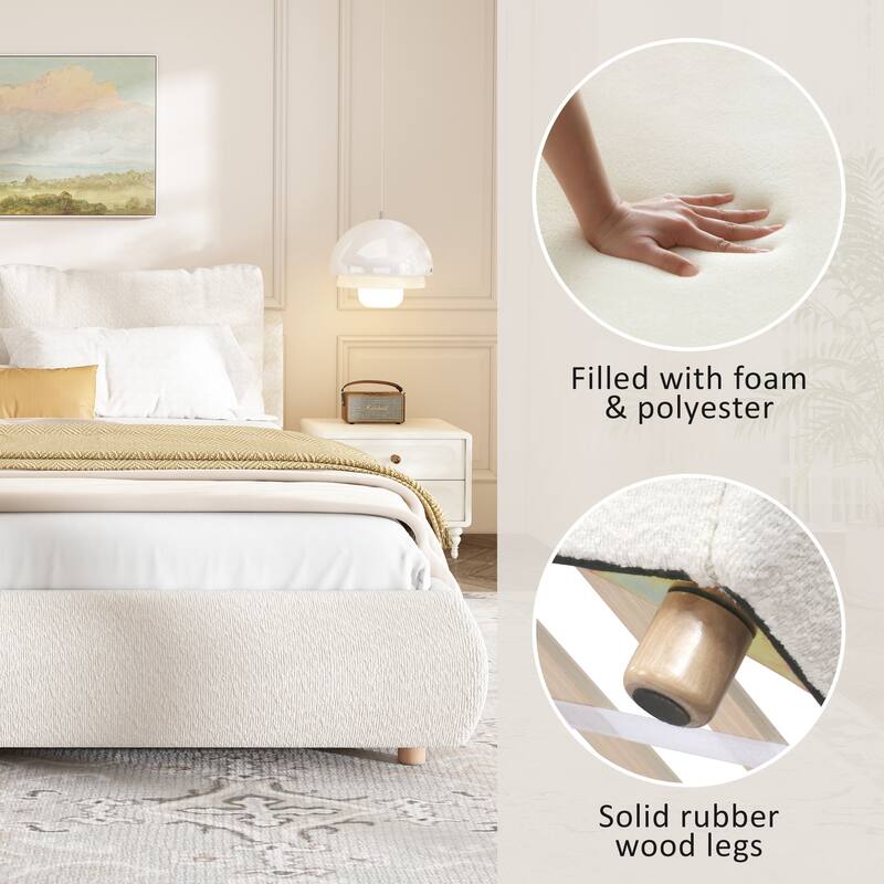 Christopher Knight Home - Charlotte Upholstered Platform Bed with Removable Pillow Headboard