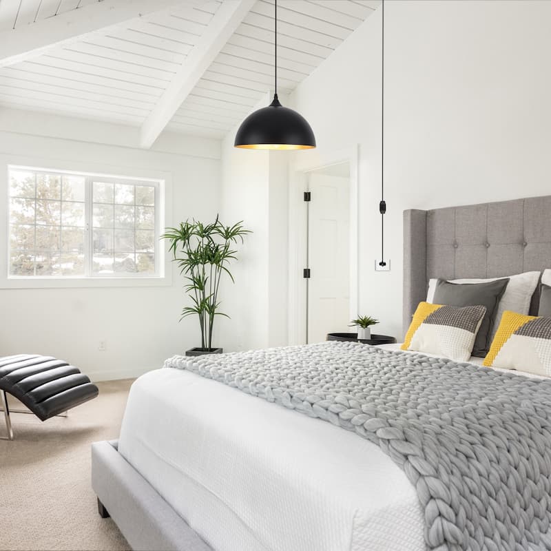 1-Light Dome Hanging Pendant Light Chandelier Lighting for Kitchen Island with Metal Cover & Plug