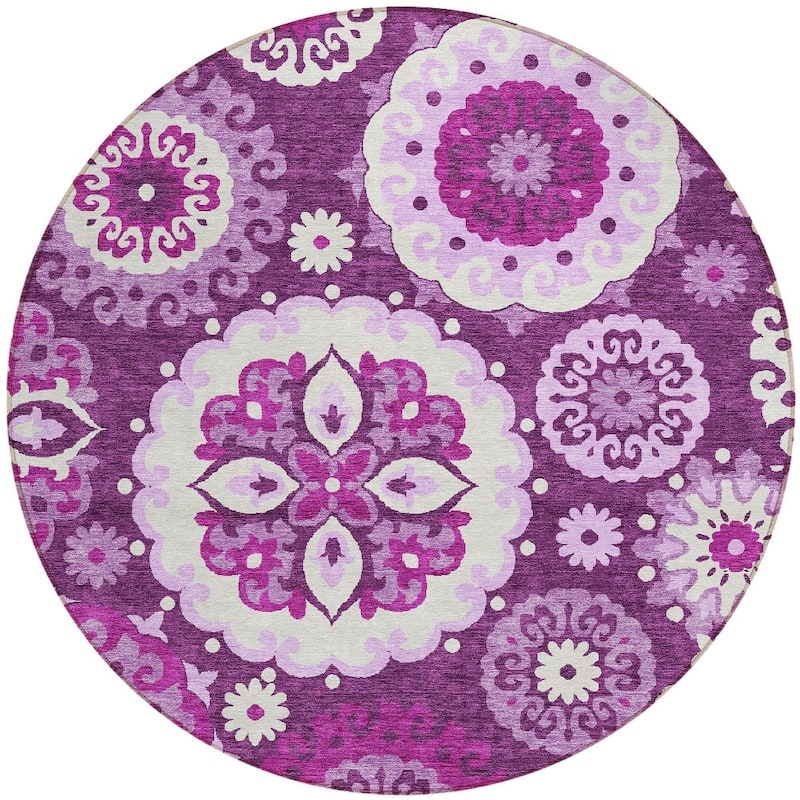 HomeRoots Floral Medallion Transitional Rectangle Outdoor Rug