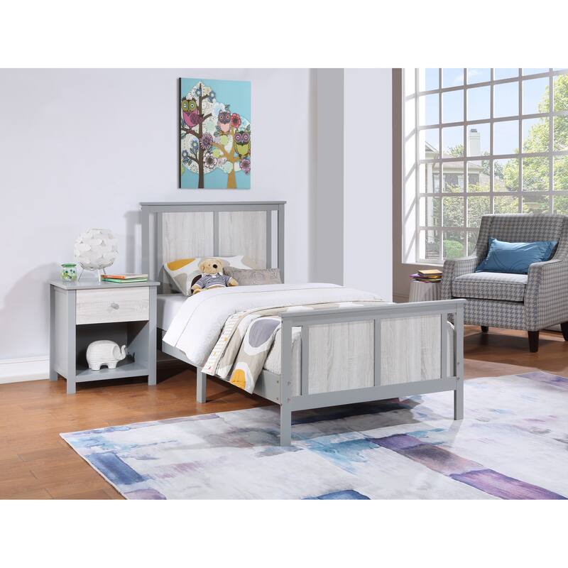Olive & Opie Connelly Reversible Panel Twin Bed - Gray/Rockport Gray