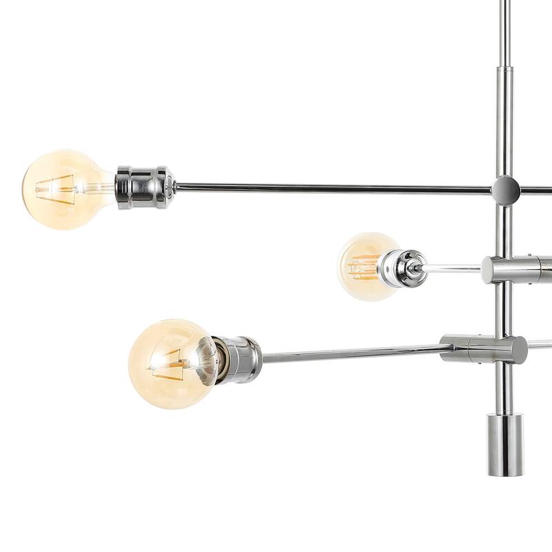 Cato Modern Iron Arm-Adjustable LED Chandelier, Chrome by JONATHAN Y