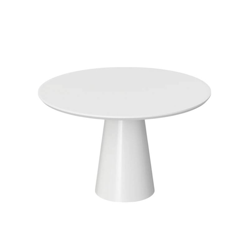 HomeRoots 42" White Wood and Metal Pedestal Base Round Top Dining Table - 42.10 in. x 30.50 in. x 42.10 in.