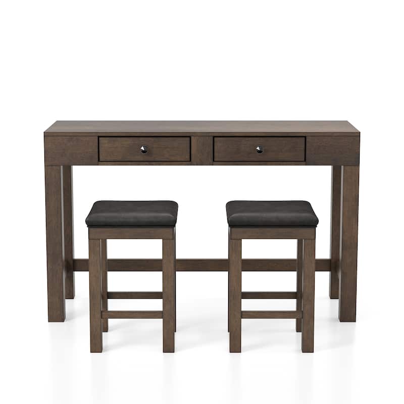 Naht Transitional Brown Wood 3-Piece Counter Height Dining Set with USB by Furniture of America