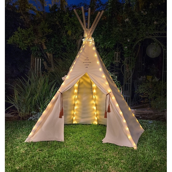 Outdoor With Padded Non-Slip Floor Mat Dromdagaruk Luxury Teepee Play tent for Children Cotton Canvas Indoor Carry Case and FREE Bunting