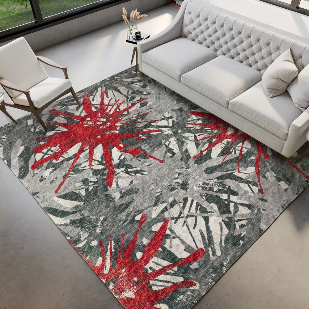 Indoor/ Outdoor Addison Bravado Abstract Starburst Washable Area Rug