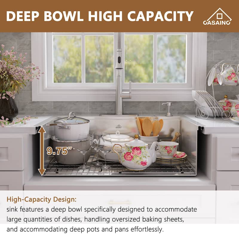 Handmade All-in-One Drop-In 2-hole Single Bowl Stainless Steel Workstation Kitchen Sink with Spring Neck Faucet and Accessories