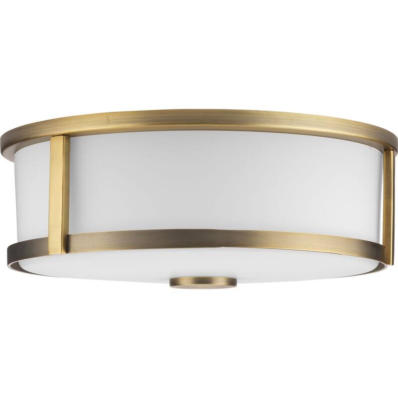 Gilliam Collection 12-5 8 in. Two-Light Vintage Brass New Traditional Flush Mount - 12.62 in x 12.62 in x 4.62 in