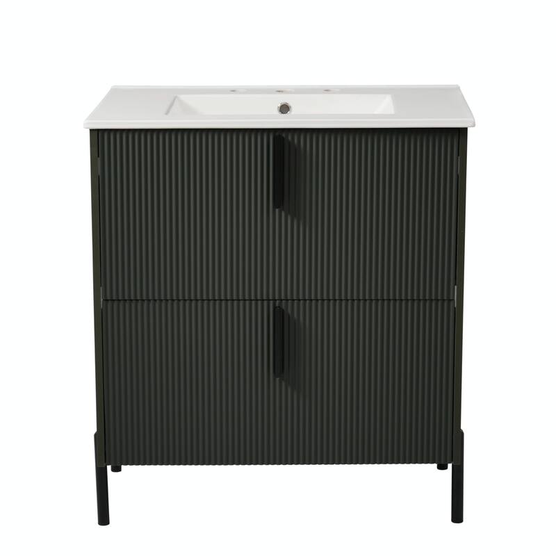 30" Bathroom Vanity with Ceramic Sink - Cabinet with Full-Extension Drawers