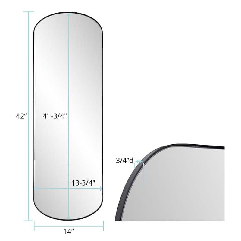 Allan Andrews Brushed Black Stainless Steel Framed Capsule Mirror - 42"H x 14"W
