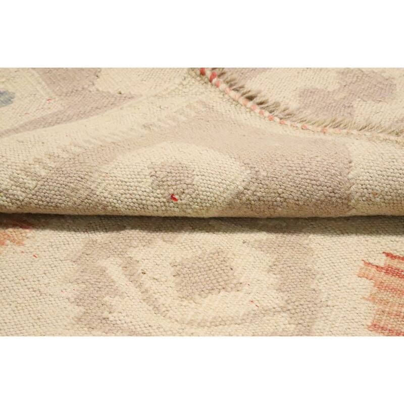 Hand Woven Oriental 100% Wool Carpet Southwestern Tribal Beige & Ivories Kilim Area Rug - 4' 9'' X 3' 2''
