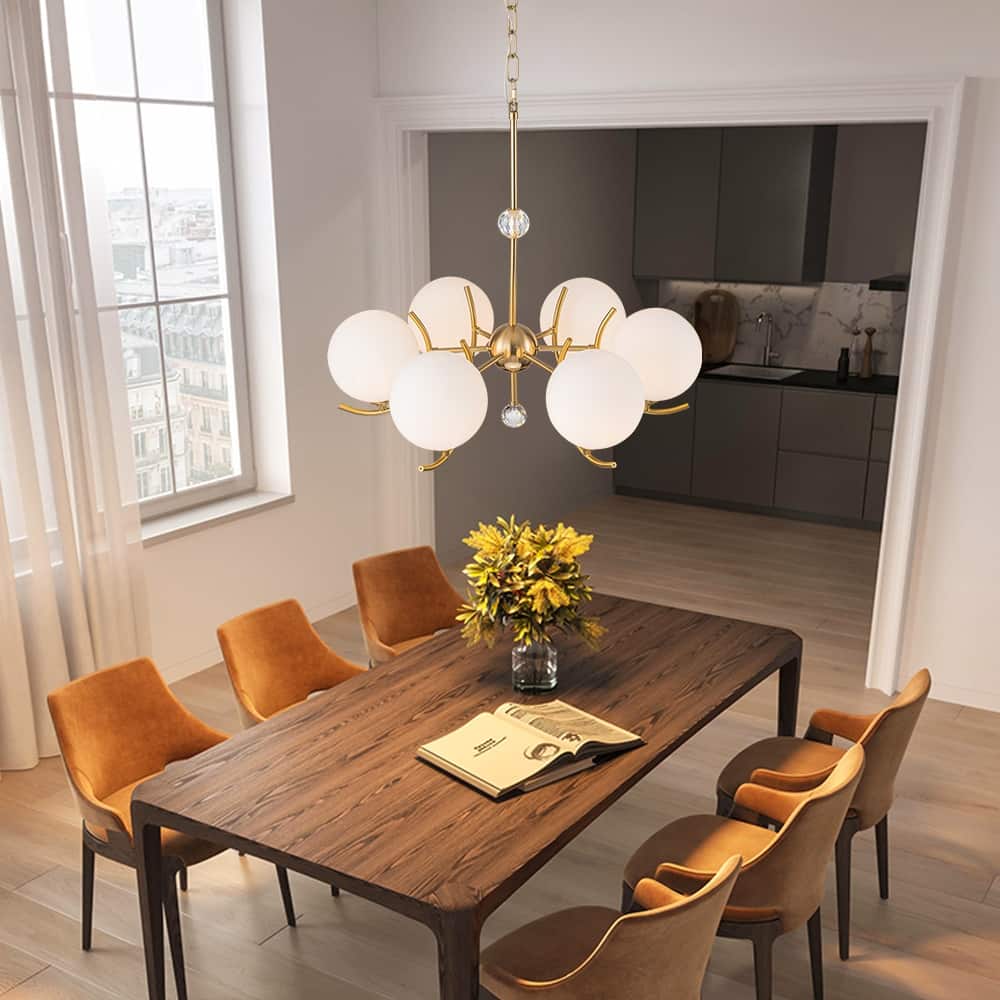 Starsky 6-Light 27inch Modern Sputnik Ceiling Light Glass Globe Bubble Chandelier