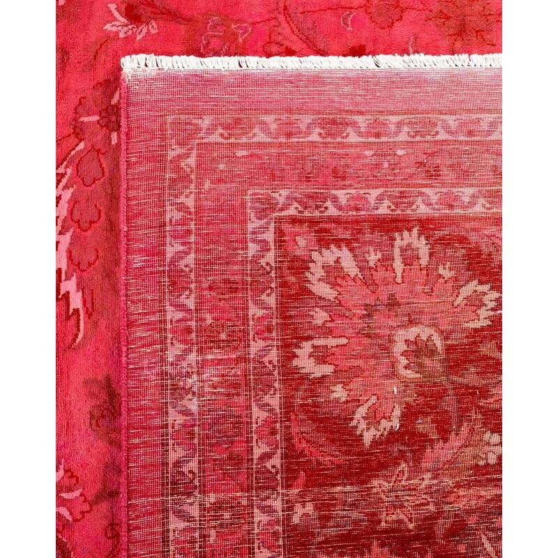 Overton Hand Knotted Wool Vintage Inspired Modern Contemporary Overdyed Pink Area Rug - 9' 2" x 12' 4"