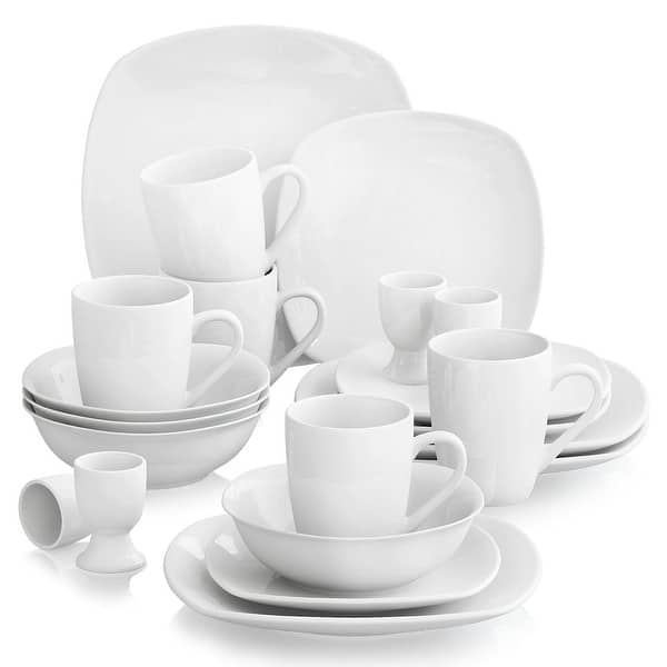 MALACASA Elisa 18-Piece White Porcelain Dinnerware Set (Service