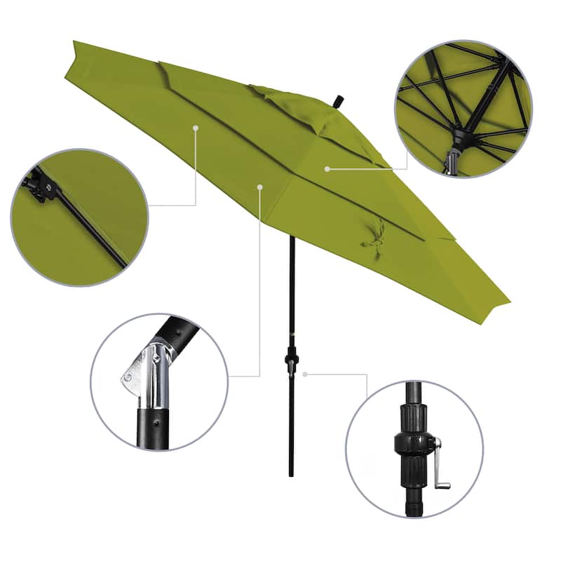 North Bend 11-foot Crank Open Auto-tilt Black Umbrella by Havenside Home
