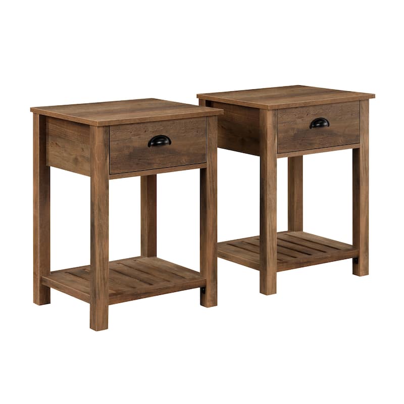 Walker Edison 18-inch 1-drawer Farmhouse Side Table (Set of 2)