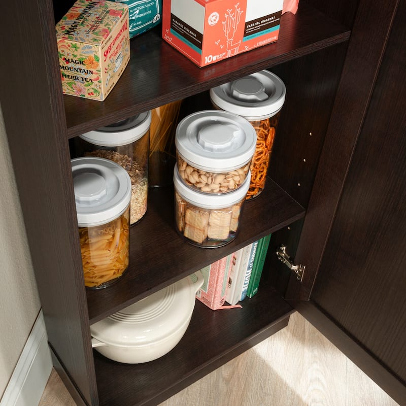 Engineered Wood Contemporary Corner Storage Cabinet with 5 Shelves, Brown - 20.79" W × 19.45" D × 71.42" H