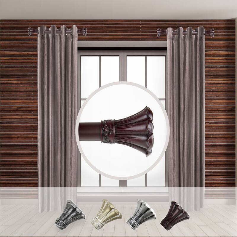 Adjustable Curtain Rod Set - 12 to 20 Inch, Steel & Resin Finials, Easy Install Hardware