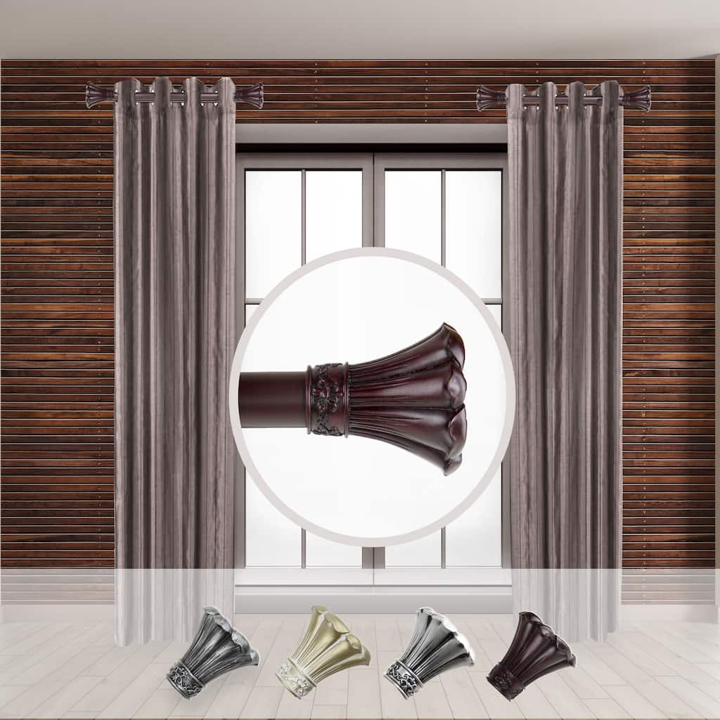 Adjustable Curtain Rod Set - 12 to 20 Inch, Steel & Resin Finials, Easy Install Hardware