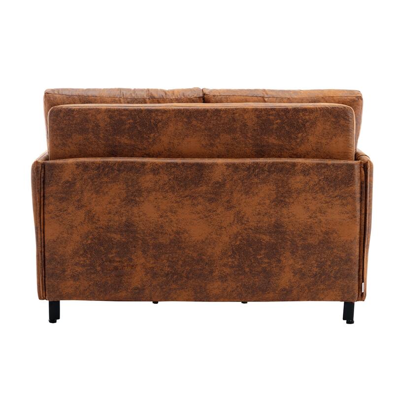 Modern Velvet Loveseat Couch with Pull Out Bed