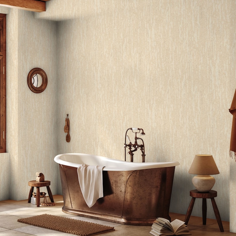 Urban Chic Metallic Accent Modern Abstract Wallpaper - Cream