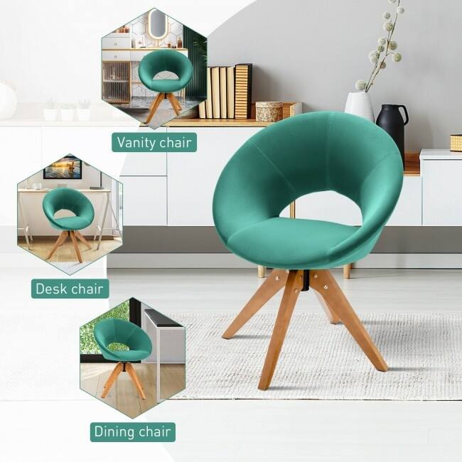 Mid Century Modern Swivel Accent Chair Fabric Velvet Armchair - 27" x 22" x 32.5" (L x W x H)