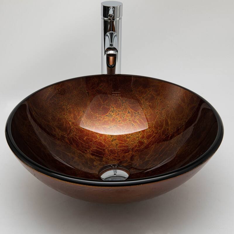 Vinnova Glass Circular Vessel Bathroom Sink without Faucet