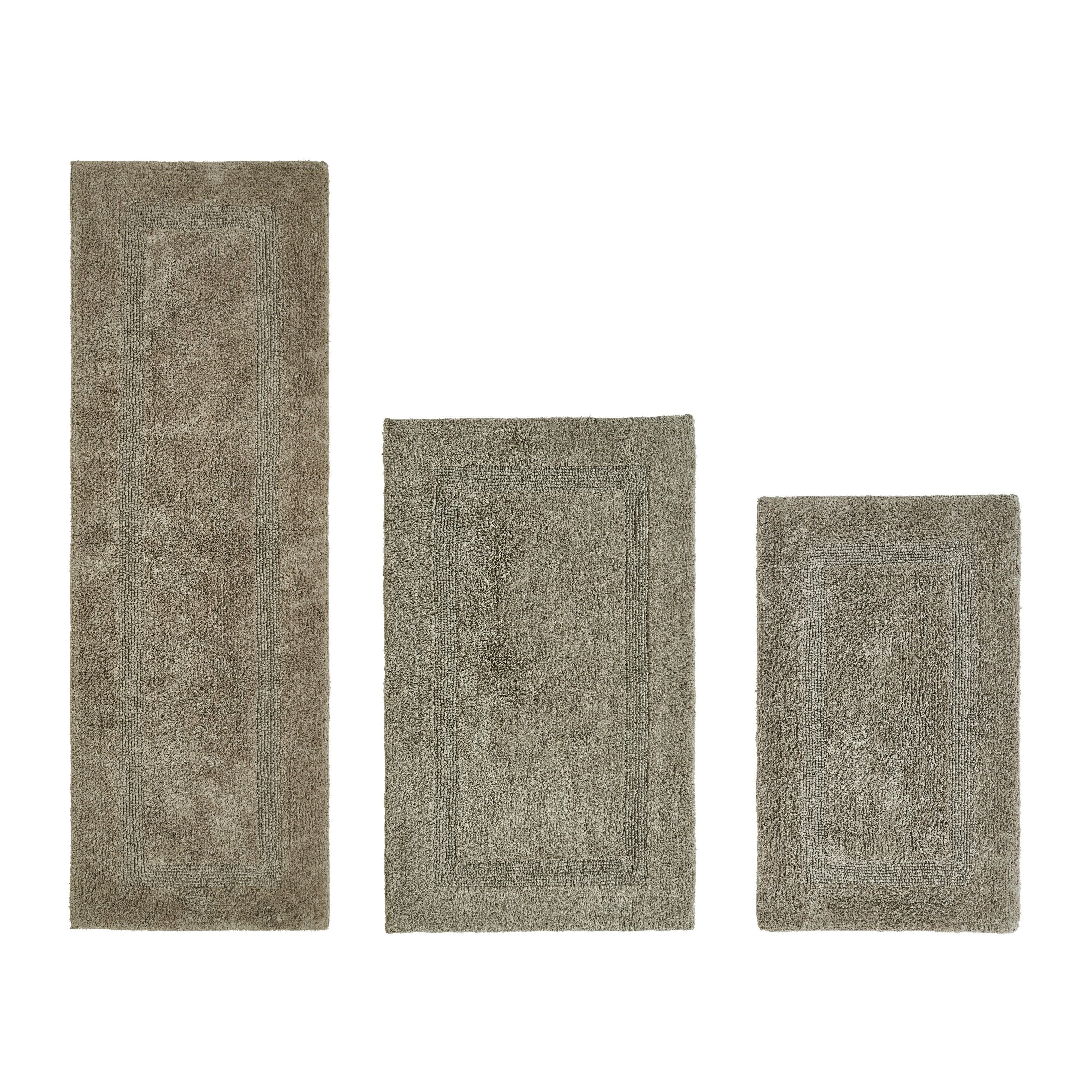 Better Trends Lux 3 Piece Bathroom Rug Set, 100% Cotton Tufted Reversible Bath Mats, Water Absorbent Machine Washable for Sink