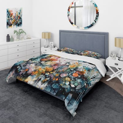 Designart "Captivating Boho Dance II" Blue Bohemian - Bedding Cover Set With Shams